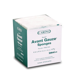 Medline Caring Nonwoven Sterile Gauze Sponges, 4" x 4", White, 50 Sponges Per Pack, Case Of 12 Packs