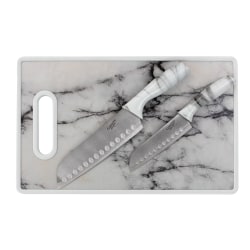 Gibson Home Beaumont 3-Piece Santoku Knife Set, Marble White