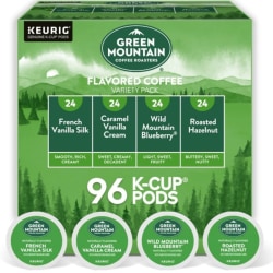 Green Mountain Coffee Roasters Flavored Coffee Variety Pack Keurig Single Serve K-Cup Pods, 24 Pods Per Pack, Case Of 4 Packs