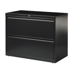 WorkPro® 42"W Lateral 2-Drawer File Cabinet, Metal, Black
