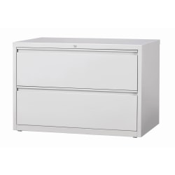 WorkPro® 42"W Lateral 2-Drawer File Cabinet, Metal, Light Gray