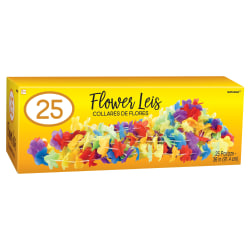 Amscan Summer Luau Rainbow Flower Leis, 36", Multicolor, Box Of 25 Leis