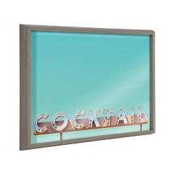 Kate and Laurel Blake Non-Magnetic Framed Dry-Erase Printed Glass, 18" x 24", Cocktail Hour by Robert Cadloff of Bomobob, Gray Plastic Frame