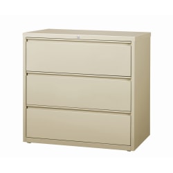 WorkPro® 42"W Lateral 3-Drawer File Cabinet, Metal, Putty