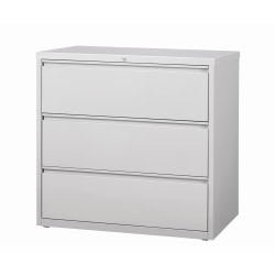 WorkPro® 42"W Lateral 3-Drawer File Cabinet, Metal, Light Gray