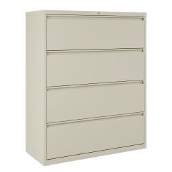WorkPro® 42"W x 18-5/8"D Lateral 4-Drawer File Cabinet, Putty
