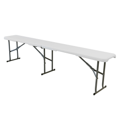 Elama Plastic Folding Bench, 17"H x 11"W x 72"D, White/Gray