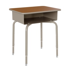 Flash Furniture Student Desk with Open Front Metal Book Box, Walnut Top/Silver Frame