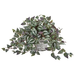 Nearly Natural Wandering Jew 15"H Artificial Plant With Vintage Hanging Planter, 15"H x 13"W x 15"D, Green/Gray