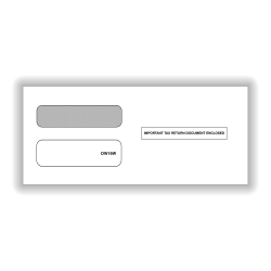 ComplyRight® Double-Window Envelopes For 3-Up 1099 Tax Forms, 3-7/8" x 8-3/8", Moisture-Seal, White, Pack Of 100 Envelopes