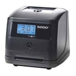 Pyramid 5000 Automatic Time-Totaling Time Clock, 7-1/4" x 7" x 6-1/2", Black
