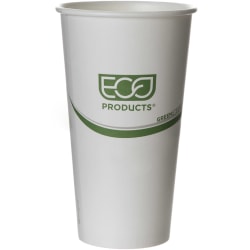 Eco-Products GreenStripe PLA Hot Cups, 20 Oz, 100% Recycled, White/Green, Pack Of 1,000 Cups