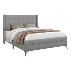 Monarch Specialties Avis Queen Bed, 88"H x 66"W x 66"D, Gray/Chrome