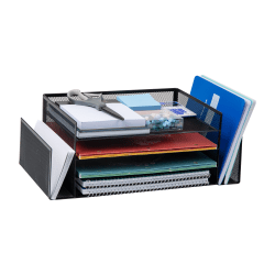 Mind Reader 4-Tier 6 Compartment Storage Desktop Organizer, 6" H x 9-3/20" W x 16-3/4" D, Black