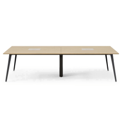 Branch Furniture Quad Computer Desk, 120" x 60", Woodgrain/Charcoal