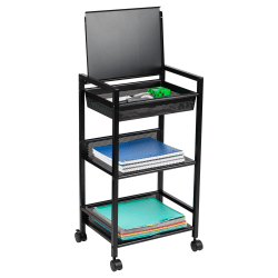 Mind Reader 3-Tier Cart With Covered Compartment, 17"H x 11"W x 15-1/2"D, Black