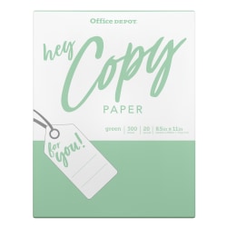 Office Depot® School Color Copy Paper, Green, Letter (8.5" x 11"), 300 Sheets Per Pack, 20 Lb