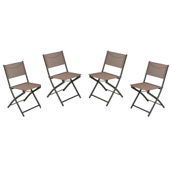 Flash Furniture Brazos Series Outdoor 4pcs Folding Chair with Flex Comfort Material and Metal Frame, Brown