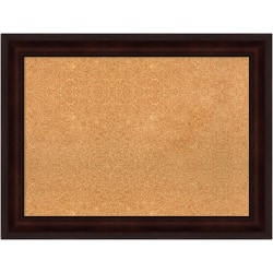 Amanti Art Rectangular Non-Magnetic Cork Bulletin Board, Natural, 33" x 25", Coffee Bean Brown Plastic Frame