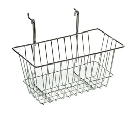 Azar Displays Chrome Wire Baskets, Small Size, 6 1/4" x 12" x 6", Silver, Pack Of 2