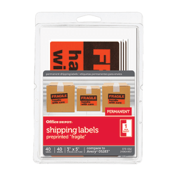 Office Depot® Brand Preprinted Permanent Shipping Labels, OD98804, Pack Of 40