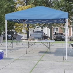 Flash Furniture 10'x10' Pop Up Event Canopy Tent with Carry Bag and 6-Foot Bi-Fold Folding Table with Carrying Handle - Tailgate Tent Set, Blue