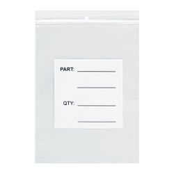 Partners Brand 4 Mil Parts Bags w/ Hang Holes, 3" x 5", Clear, Case Of 1000