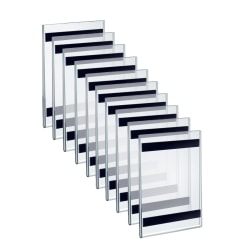 Azar Displays Magnet Back Vertical U-Frame Sign Holders, 6"H x 4"W x 1/4"D, Clear, Pack Of 10 Sign Holders