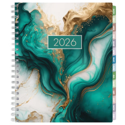 2025-2026 Global Excello Brands Essential PRO Daily/Weekly/Monthly Planner, 8-1/2" x 11", Teal Gold Marble, November 2025 To December 2026
