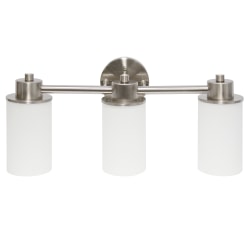 Lalia Home Essentix 3-Light Wall Mounted Vanity Light Fixture, 6-1/2"W, Opaque White/Brushed Nickel