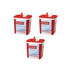 Chicopee® S.U.D.S Bucket with Lid, 7.5 x 7.5 x 8, Red/White, 3/Carton