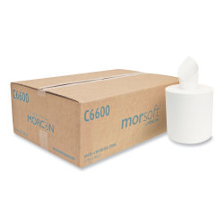 Morcon Tissue Morsoft® Center-Pull Roll Towels, 2-Ply, 6.9" dia, White, 600 Sheets/Roll, 6 Rolls/Carton