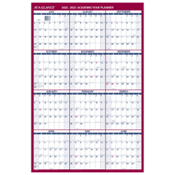 At-A-GLANCE® Vertical Reversible Erasable Academic/Regular Year Wall Calendar, 36" x 24", July 2022 To June 2023, PM210S28