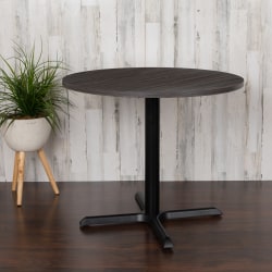 Flash Furniture Round Multipurpose Conference Table, 30"H x 35-1/2"W x 35-1/2"D, Rustic Gray/Black
