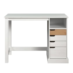 Trendfurn Mestre 43"W Desk With Storage, White/Honey