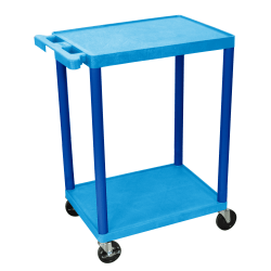 Luxor 2-Shelf Plastic Utility Cart, 33 1/2"H x 24"W x 18"D, Blue