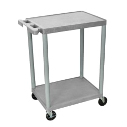 Luxor 2-Shelf Plastic Utility Cart, 33 1/2"H x 24"W x 18"D, Gray