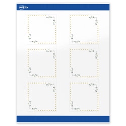 Avery® Print-To-The-Edge Labels With Sure Feed® Technology, S00-DN6-PRWGP10, Square, 3" x 3", Glossy White, Preprinted Green Florals with Gold Dots Design, Pack Of 60