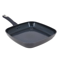 Oster Hawke Aluminum Ceramic Nonstick Square Grill Pan, 11", Dark Blue