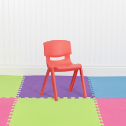 Flash Furniture Plastic Stackable School Chair With 13-1/4" Seat Height, Red