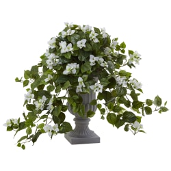 Nearly Natural Bougainvillea 27"H Silk Flowering Plant With Decorative Urn, 27"H x 30"W x 30"D, White