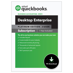 QuickBooks Desktop Enterprise Platinum, 2023, 3 Devices, 1-Year Subscription, Windows®, Download