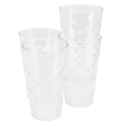 Gibson Home Lattice 4-Piece Glass Tumbler Set, 16 Oz, Clear
