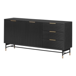 South Shore Arlo 63"W Sideboard Cabinet, Ash Oak/Gold