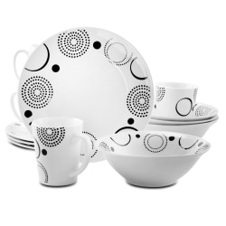 Gibson Home Modern Times 12-Piece Dinnerware Set, Gray/White