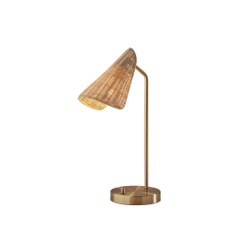 Adesso® Cove Desk Lamp, 20-1/4", Natural Rattan Shade/Brass Base