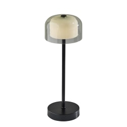 Adesso Benji Cordless LED Indoor/Outdoor Table Lamp, 13-5/8"H, Frosted Shade/Black Base