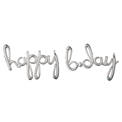 Amscan "Happy B-Day" Cursive Balloon Banner, 76" x 27", Silver