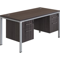 Boss Office Products Simple System Workstation Desk With 2 Pedestals, 60" x 24", Driftwood