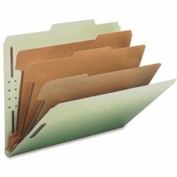 Nature Saver K-Fastener Classification Folders, 2- Dividers, 2/5" Tab Cut, Letter Size , Gray/Green, Box Of 10